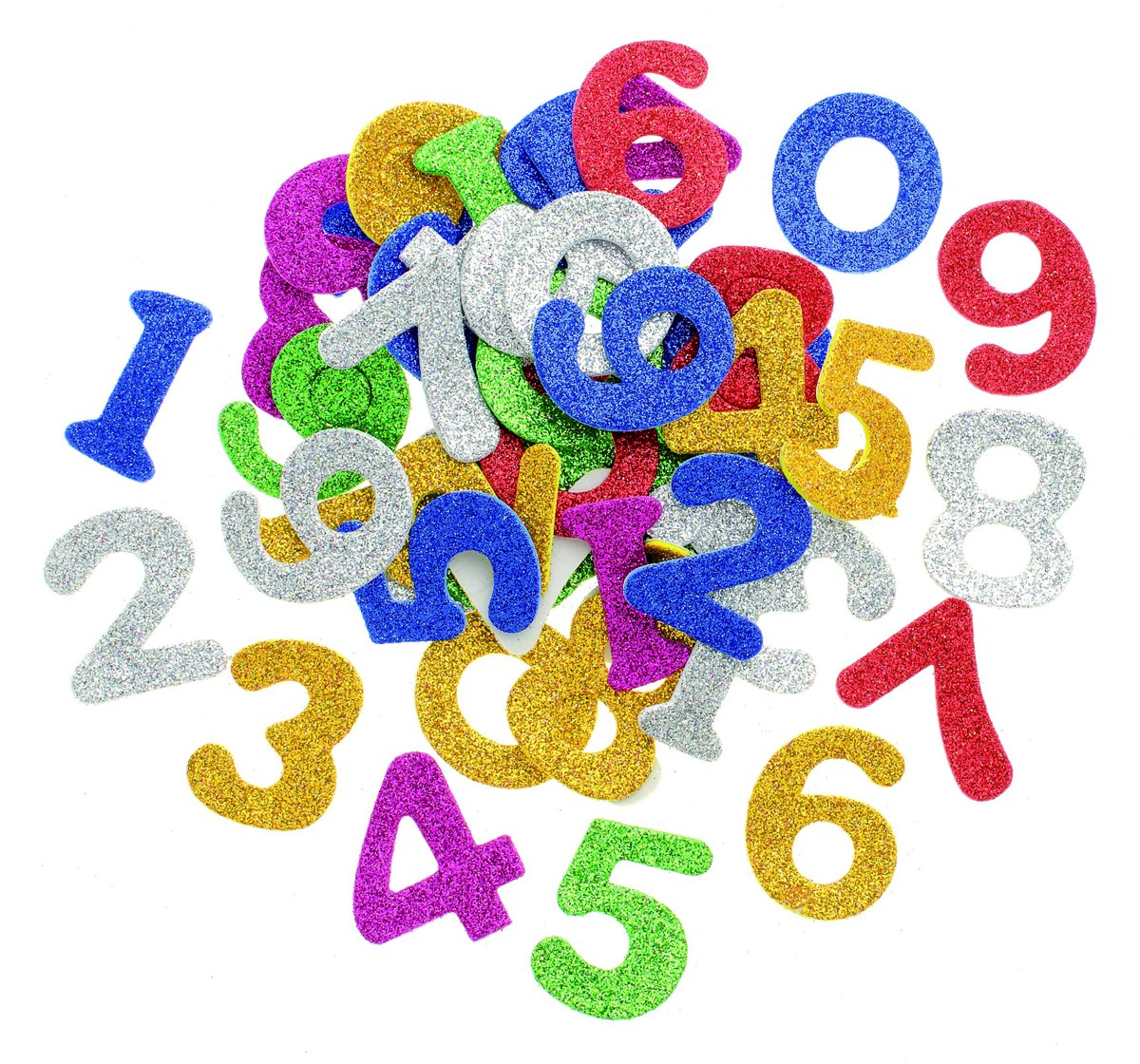 Foam rubber glitter numbers 4cm self-adhesive 50 pcs